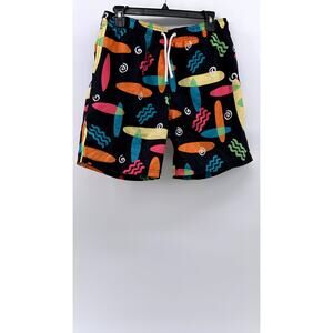 CITY STREETS Men's Black Multi Swirl Print Swim Trunks SZ M